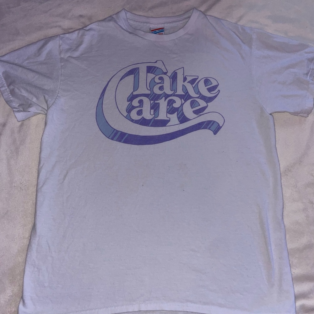 Junk food graphic tee - “take care” - size small